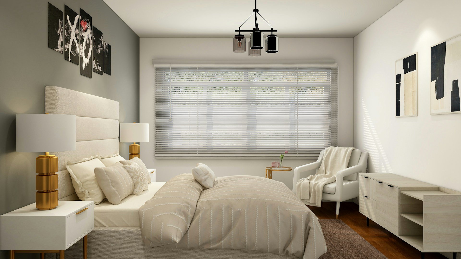 Calm, low-stimulation bedroom in a cognitive support home with soft natural light