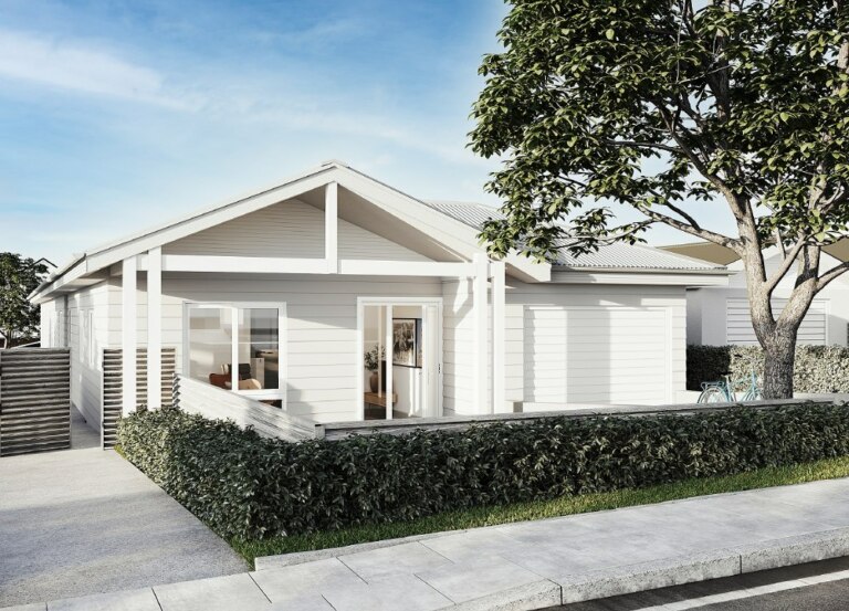 An artist's rendering of a small white house in Narraweena, NSW.