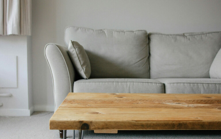 A wooden coffee table in a living room located in Maroubra, NSW.